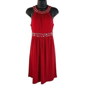 Muse Exclusively for Boston Proper Little Red Dress Jeweled Size 2 Sleeveless‎
